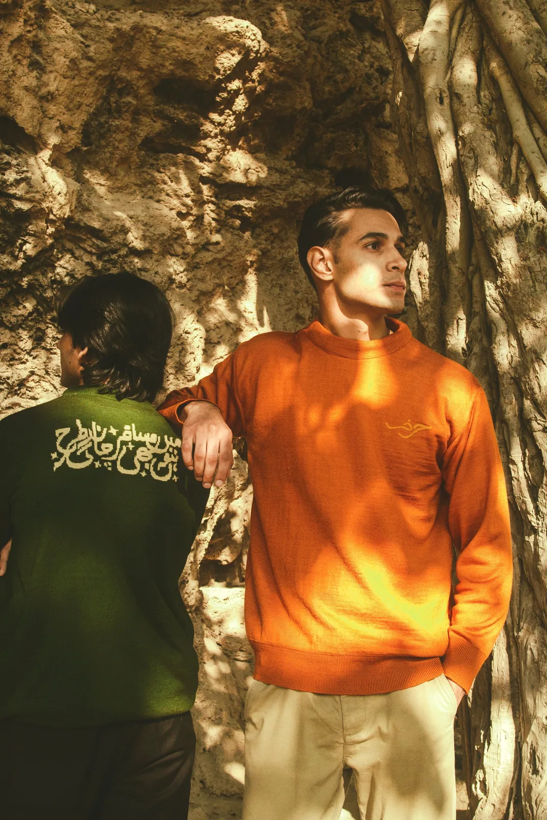 Group editorial shoot in outdoor mountain setting