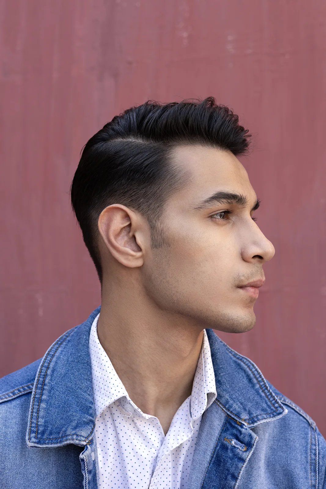 Sagar Shabbir right profile in denim jacket